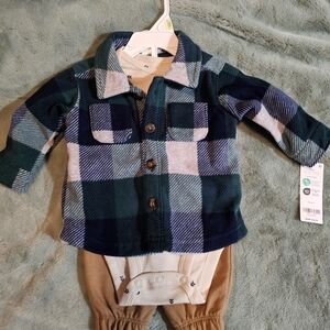 Plaid Baby Shirt and Pants Set
